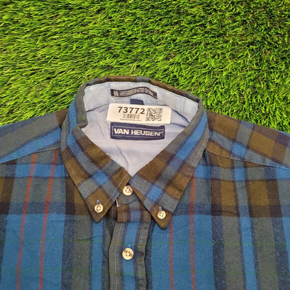 Vintage 90s Van-Heusen Plaid Button Shirt Large 24x29 Baggy - Picture 12 of 13